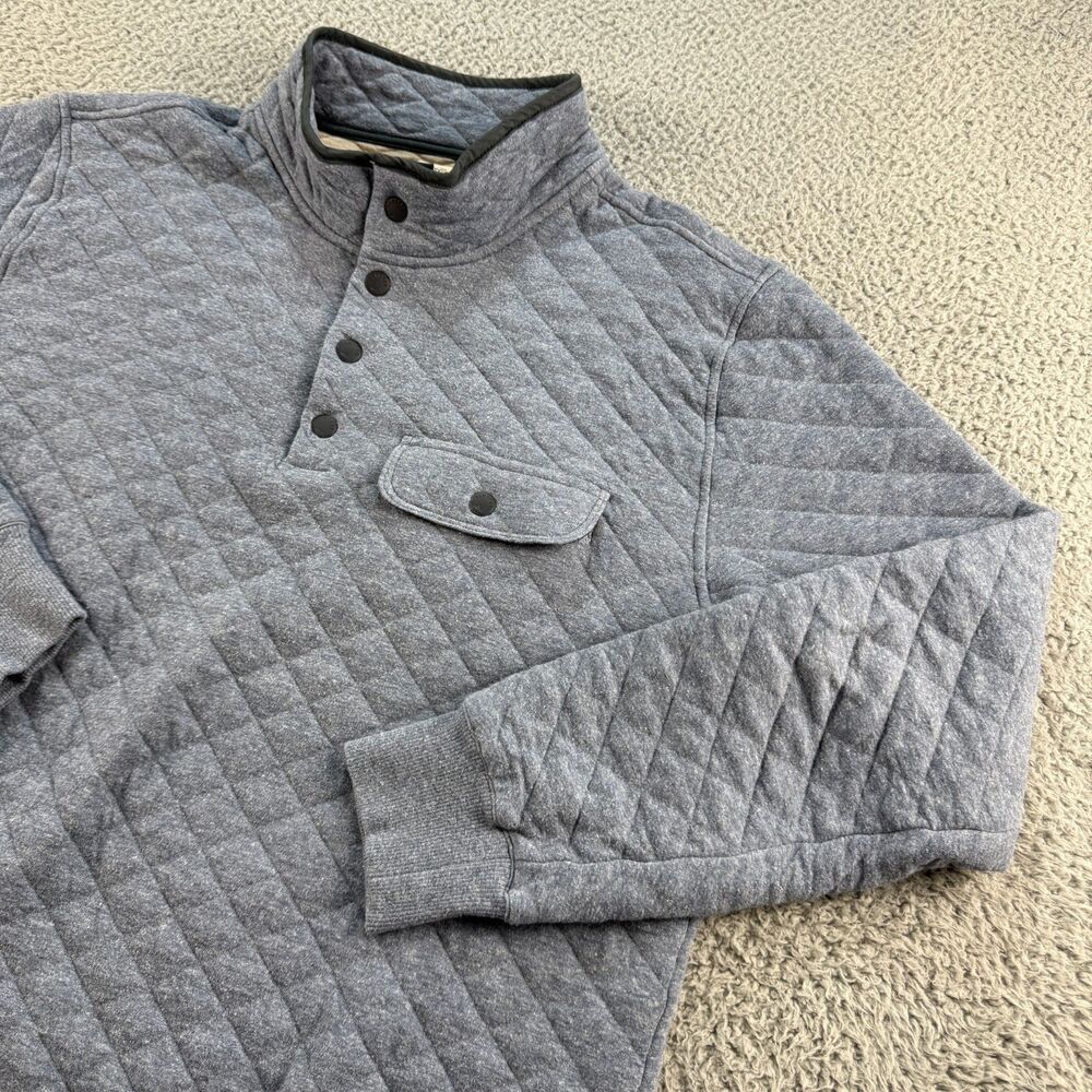 Faherty Epic Quilted Fleece Pullover Mens Large Light Blue Snap Close Relaxed